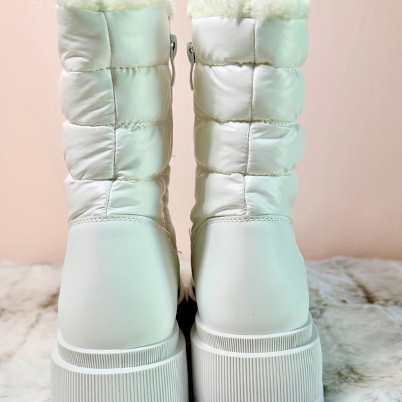 Kayleen Frosty White Quilted Winter Boot With 2" Chunky Heel - Picture 7 of 10